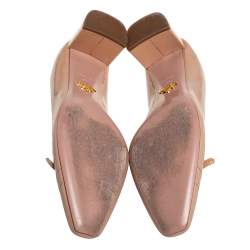 Pre Owned Prada Beige Patent Leather Laser cut Buckle Pumps Size 39.5