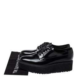 مملوكة مسبقًا Prada Black Leather Lace Up Platform Derby Size 38