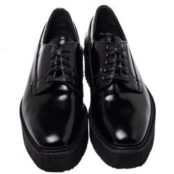 مملوكة مسبقًا Prada Black Leather Lace Up Platform Derby Size 38