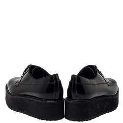 مملوكة مسبقًا Prada Black Leather Lace Up Platform Derby Size 38