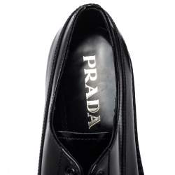 مملوكة مسبقًا Prada Black Leather Lace Up Platform Derby Size 38