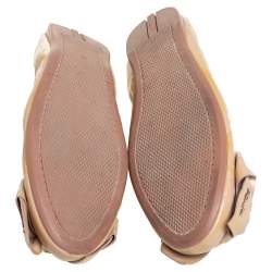 Pre Owned Prada Beige Patent Leather Bow Logo Scrunch Ballet Flats Size 39