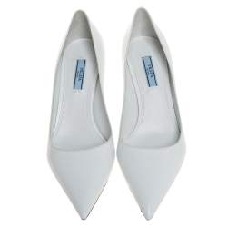 Pre Owned Prada White Patent Leather Pointed Toe Pumps Size 38