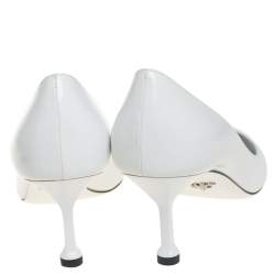 Pre Owned Prada White Patent Leather Pointed Toe Pumps Size 38