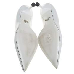 Pre Owned Prada White Patent Leather Pointed Toe Pumps Size 38