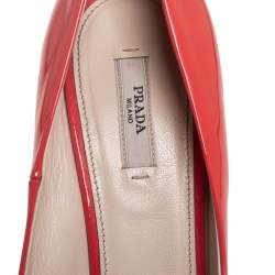 Pre Owned Prada Orange Patent Leather Slip On Pumps Size 40.5
