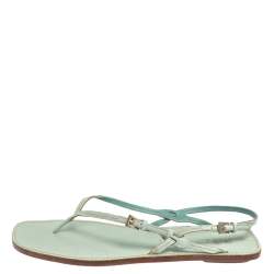 Pre Owned Prada Blue Leather Thong Sandals Size 40