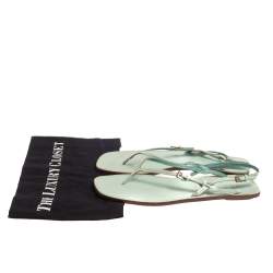 Pre Owned Prada Blue Leather Thong Sandals Size 40