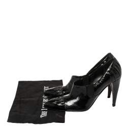 Pre Owned Prada Black Pleated Patent Leather Pointed Toe Booties Size 39