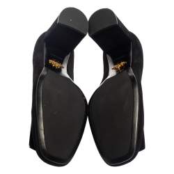 Pre Owned Prada Black Suede Block Heel Pumps Size 37.5