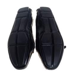 Pre Owned Prada Black Patent Leather Slip On Loafers Size 36.5
