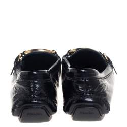 Pre Owned Prada Black Patent Leather Slip On Loafers Size 36.5