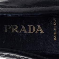 Pre Owned Prada Black Patent Leather Slip On Loafers Size 36.5