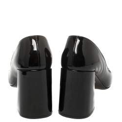 Pre Owned Prada Black Patent Leather Block Heel Pumps Size 39