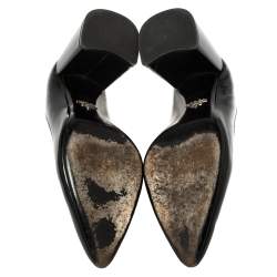 Pre Owned Prada Black Patent Leather Block Heel Pumps Size 39