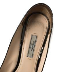Pre Owned Prada Black Patent Leather Block Heel Pumps Size 39