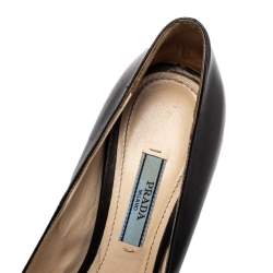 Pre Owned Prada Black Leather Platform Pumps Size 37