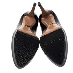 Pre Owned Prada Black Leather Platform Pumps Size 37