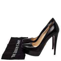Pre Owned Prada Black Leather Platform Pumps Size 37