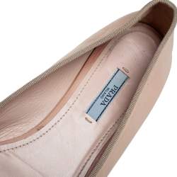 Pre Owned Prada Beige/Orange Leather Cap Toe Bow Ballet Flats Size 39.5