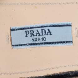 Pre Owned Prada Black Patent Leather Platform Block Heel Ankle Strap Sandals Size 42