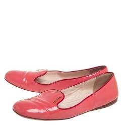 Pre Owned Prada Pink Patent Leather Smoking Slippers Size 36.5