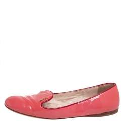 Pre Owned Prada Pink Patent Leather Smoking Slippers Size 36.5