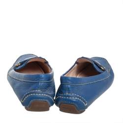 Pre Owned Prada Blue Leather Slip on Loafers Size 36.5