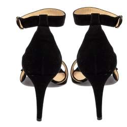 Pre Owned Prada Black Suede Ankle Strap Sandals Size 37.5