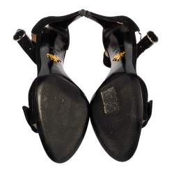 Pre Owned Prada Black Suede Ankle Strap Sandals Size 37.5