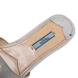 Pre Owned Prada White Saffiano Leather Flat Slides Size 38