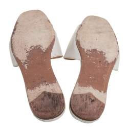 Pre Owned Prada White Saffiano Leather Flat Slides Size 38