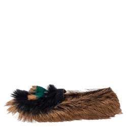 Pre Owned Prada Brown/Black Fur  Slip On Loafers Size 36