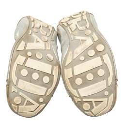 Pre Owned Prada Silver/Gold Patent And Leather Scrunchy Ballet Flats Size 38.5