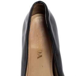 Pre Owned Prada Black Patent Leather Bow Ballet Flats Size 35