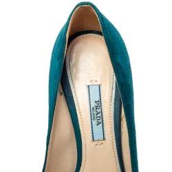 Pre Owned Prada Blue Suede Platform Pumps Size 36