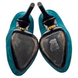 Pre Owned Prada Blue Suede Platform Pumps Size 36