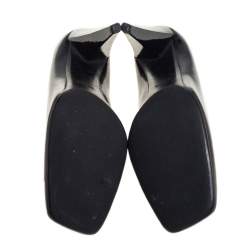 Pre Owned Prada Metallic Olive Green/Black Patent Leather Block Heel Pumps Size 39.5