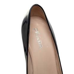 Pre Owned Prada Metallic Olive Green/Black Patent Leather Block Heel Pumps Size 39.5
