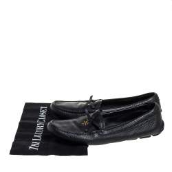 Pre Owned Prada Black Leather Slip On Loafers Size 41 