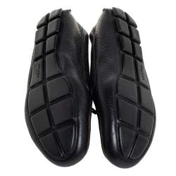 Pre Owned Prada Black Leather Slip On Loafers Size 41 