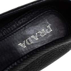 Pre Owned Prada Black Leather Slip On Loafers Size 41 