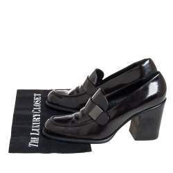 Pre Owned Prada Brown Patent Leather Loafer Pumps Size 40