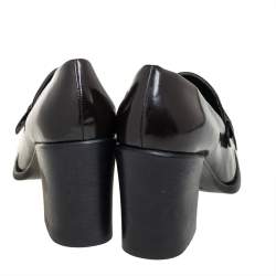 Pre Owned Prada Brown Patent Leather Loafer Pumps Size 40