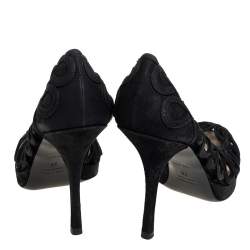 Prada Black Suede Cutout  Pumps Size 38