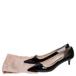 Pre Owned Prada Black Patent Leather Bow Pointed Toe Pumps Size 41