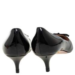 Pre Owned Prada Black Patent Leather Bow Pointed Toe Pumps Size 41