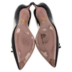 Pre Owned Prada Black Patent Leather Bow Pointed Toe Pumps Size 41