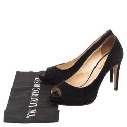 Pre Owned Prada Black Suede Peep Toe Pumps Size 35