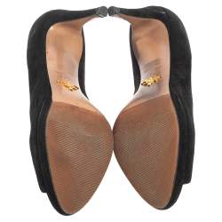 Pre Owned Prada Black Suede Peep Toe Pumps Size 35